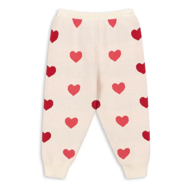 Jogger Lapis Coeurs Maille Coton Bio | Ecru