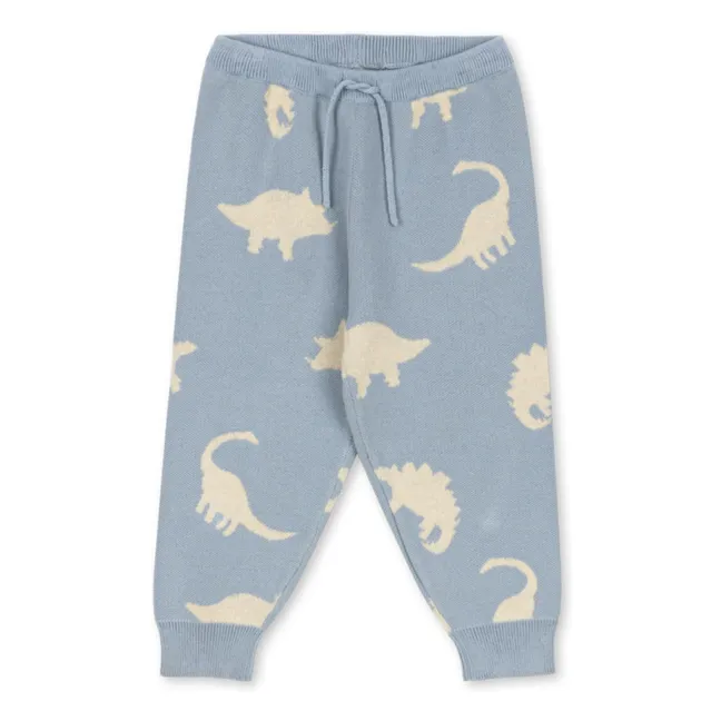 Jogger Lapis Dinosaures Maille Coton Bio | Bleu gris
