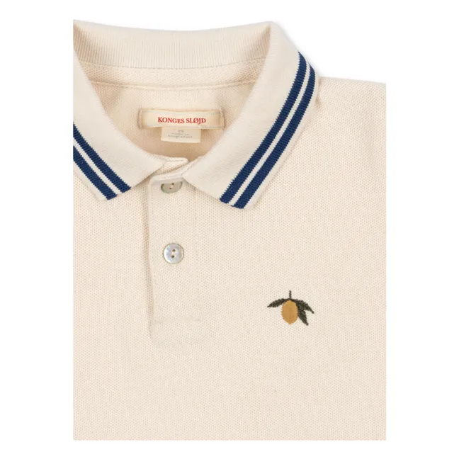 Florian Striped Collar Polo Organic Cotton | Ecru