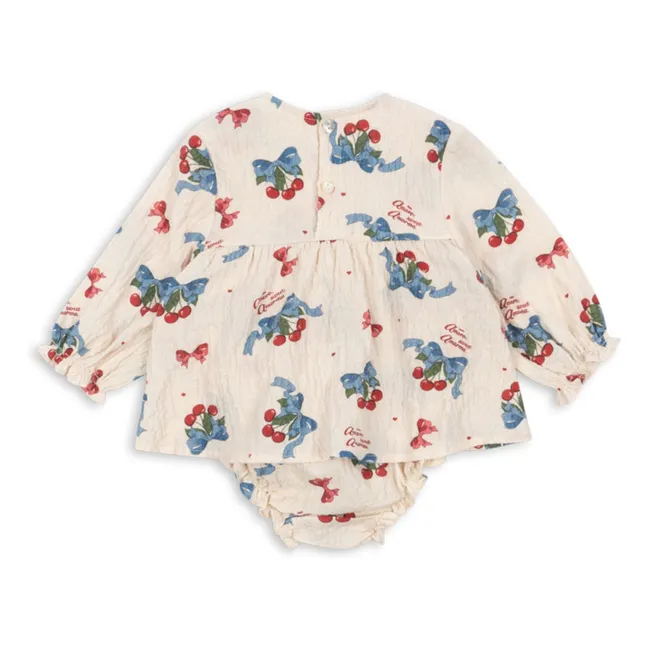 Barboteuse Elin Nœuds Coton Bio | Beige