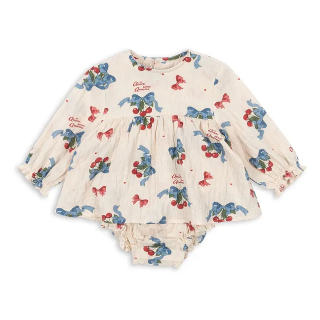 Barboteuse Elin Nœuds Coton Bio | Beige