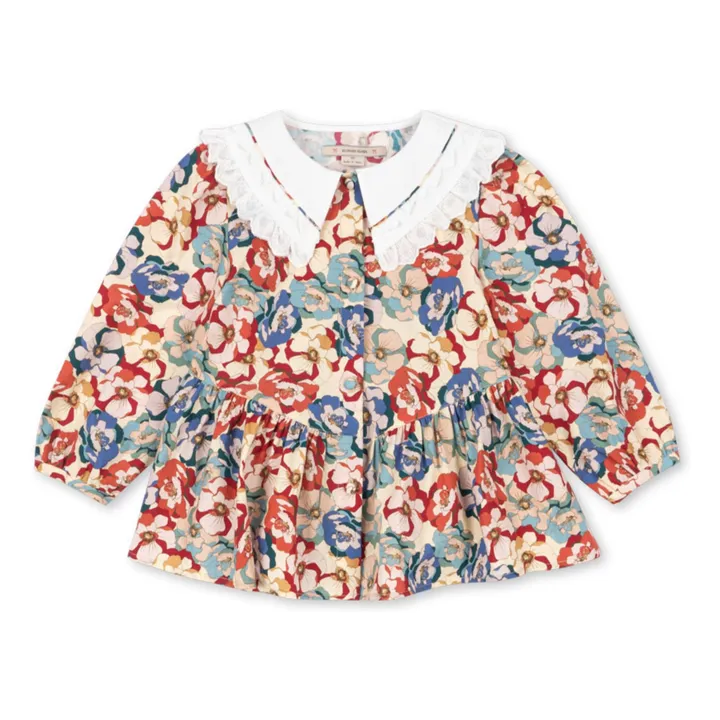 Blouse Fleurie Coton Bio | Beige- Image produit n°0