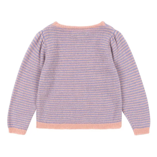 Pull Berle Puff Rayé Laine | Violet