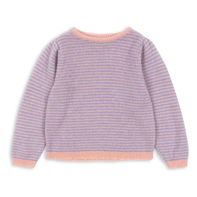 Pull Berle Puff Rayé Laine | Violet