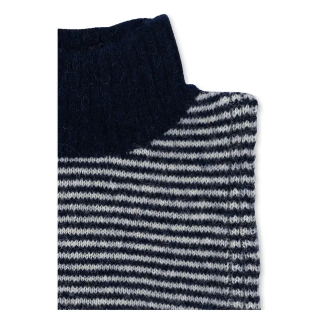 Plastron Berle Rayé Laine | Bleu