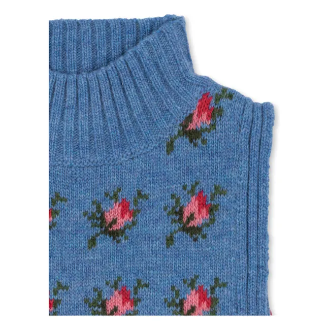 Plastron Belou Roses Laine | Bleu