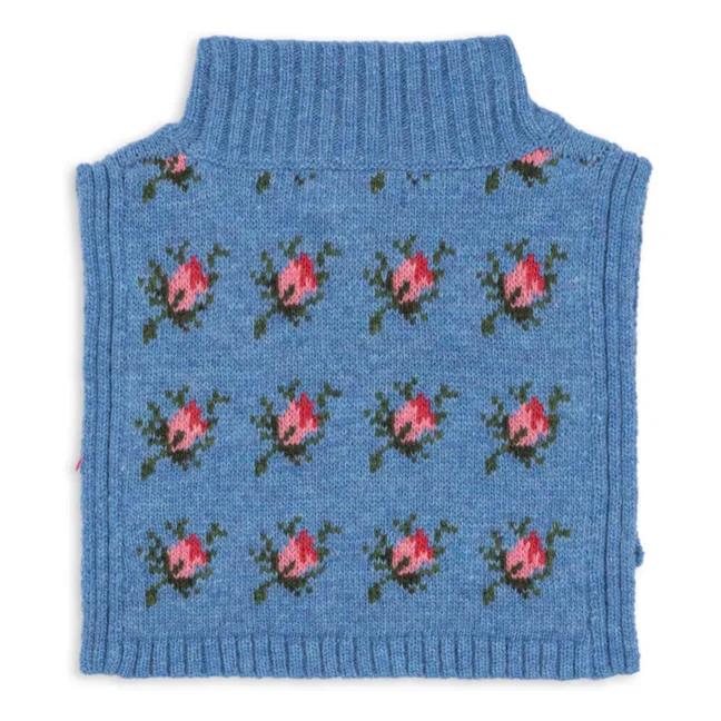 Plastron Belou Roses Laine | Bleu