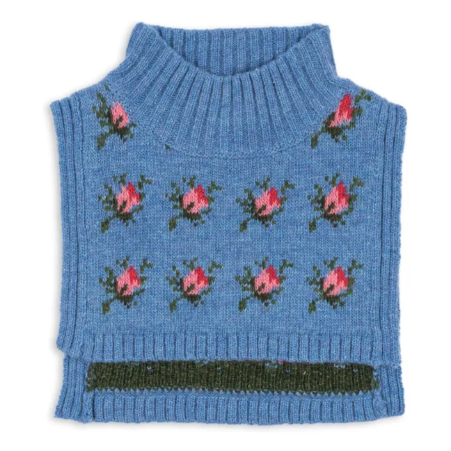 Plastron Belou Roses Laine | Bleu