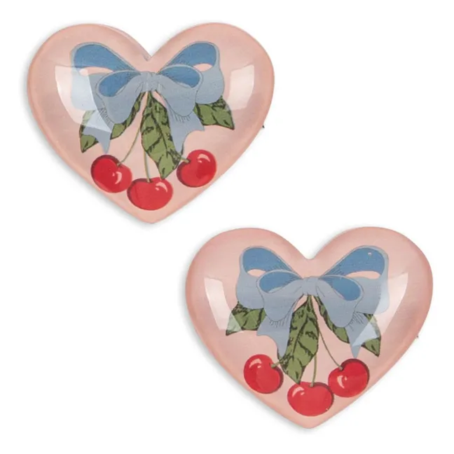 Set of 2 Heart clips | Pink