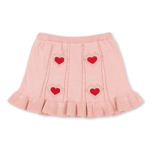 Sun Skirt Hearts Organic Cotton Knit | Pale Pink