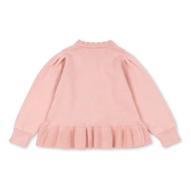 Gilet Soleil Cœurs Coton Bio | Rose pâle