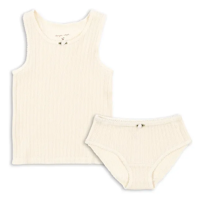 Organic cotton panties and tank top set | Ecru