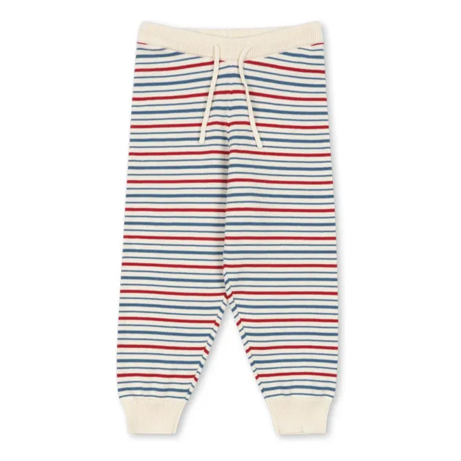 Pantalon Manis Rayé Maille Coton Bio | Ecru