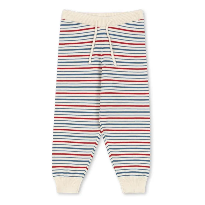 Pantalones de punto de algodón orgánico a rayas Manis | Crudo- Imagen del producto n°0