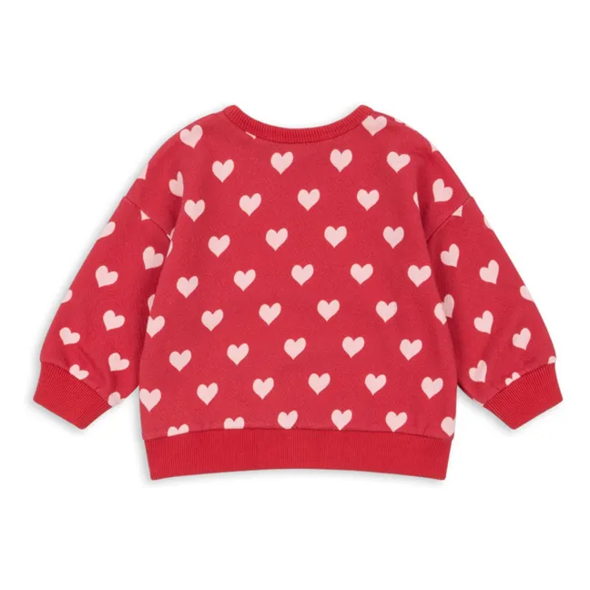 Sweat Loupy Lou Cœurs Coton Bio | Rouge