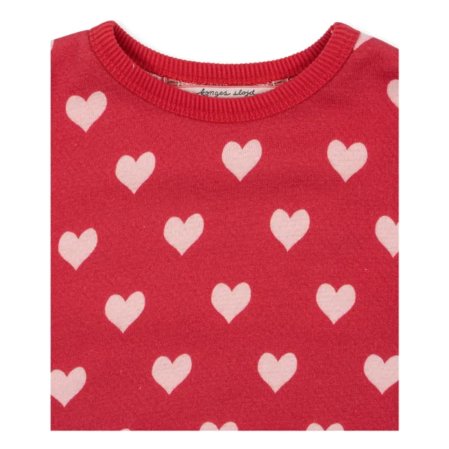 Sweat Loupy Lou Cœurs Coton Bio | Rouge
