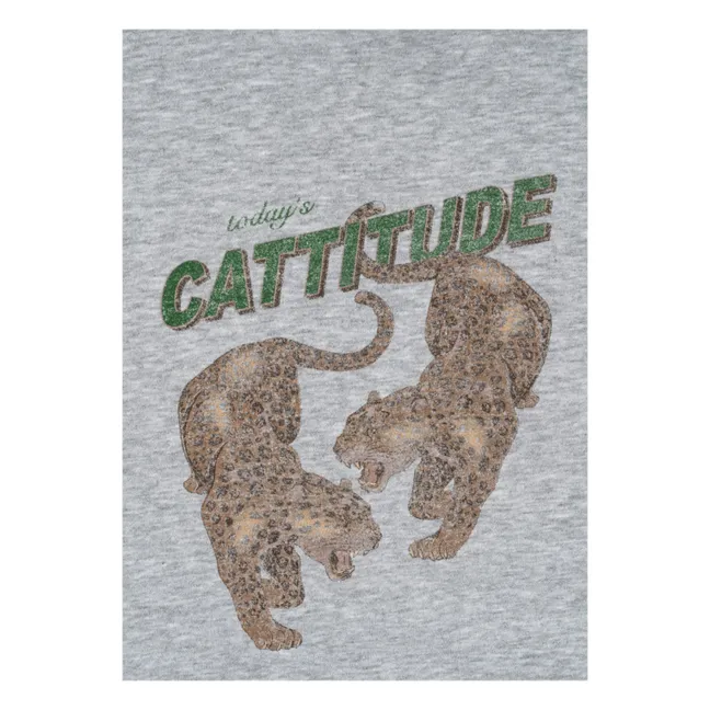 Sweat Capuche Lou Tigres Coton Bio | Gris chiné