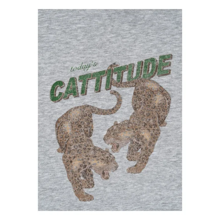 Sudadera con capucha de algodón orgánico Lou Tigres | Gris Jaspeado- Imagen del producto n°3