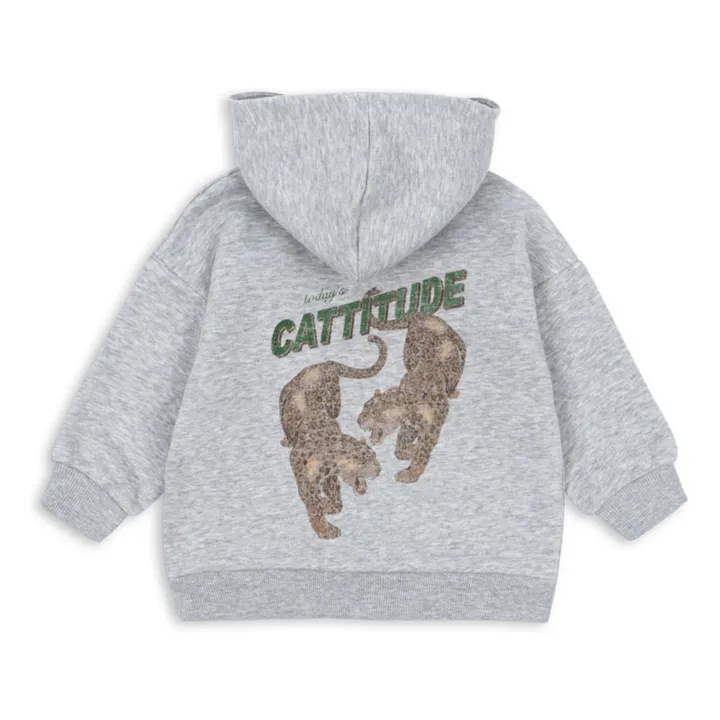 Sudadera con capucha de algodón orgánico Lou Tigres | Gris Jaspeado- Imagen del producto n°2