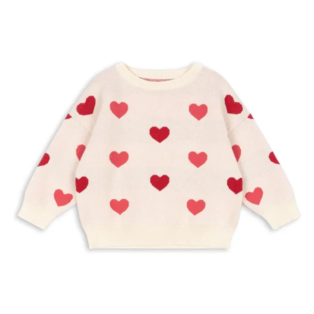 Pull Lapis Cœurs Coton Bio | Rose pâle