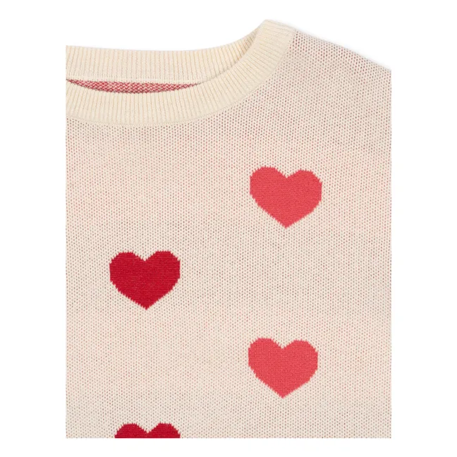 Pull Lapis Cœurs Coton Bio | Rose pâle