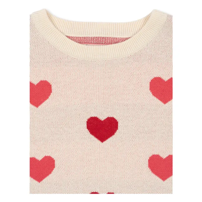 Robe Pull Lapis Cœurs Coton Bio | Rose pâle