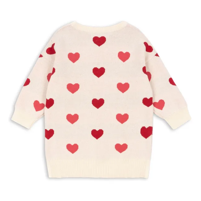 Robe Pull Lapis Cœurs Coton Bio | Rose pâle