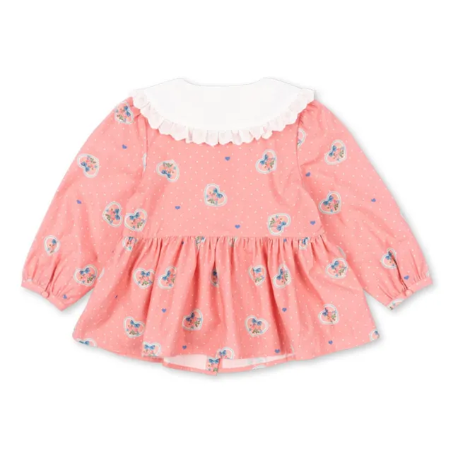 Organic cotton blouse with heart collar | Pink