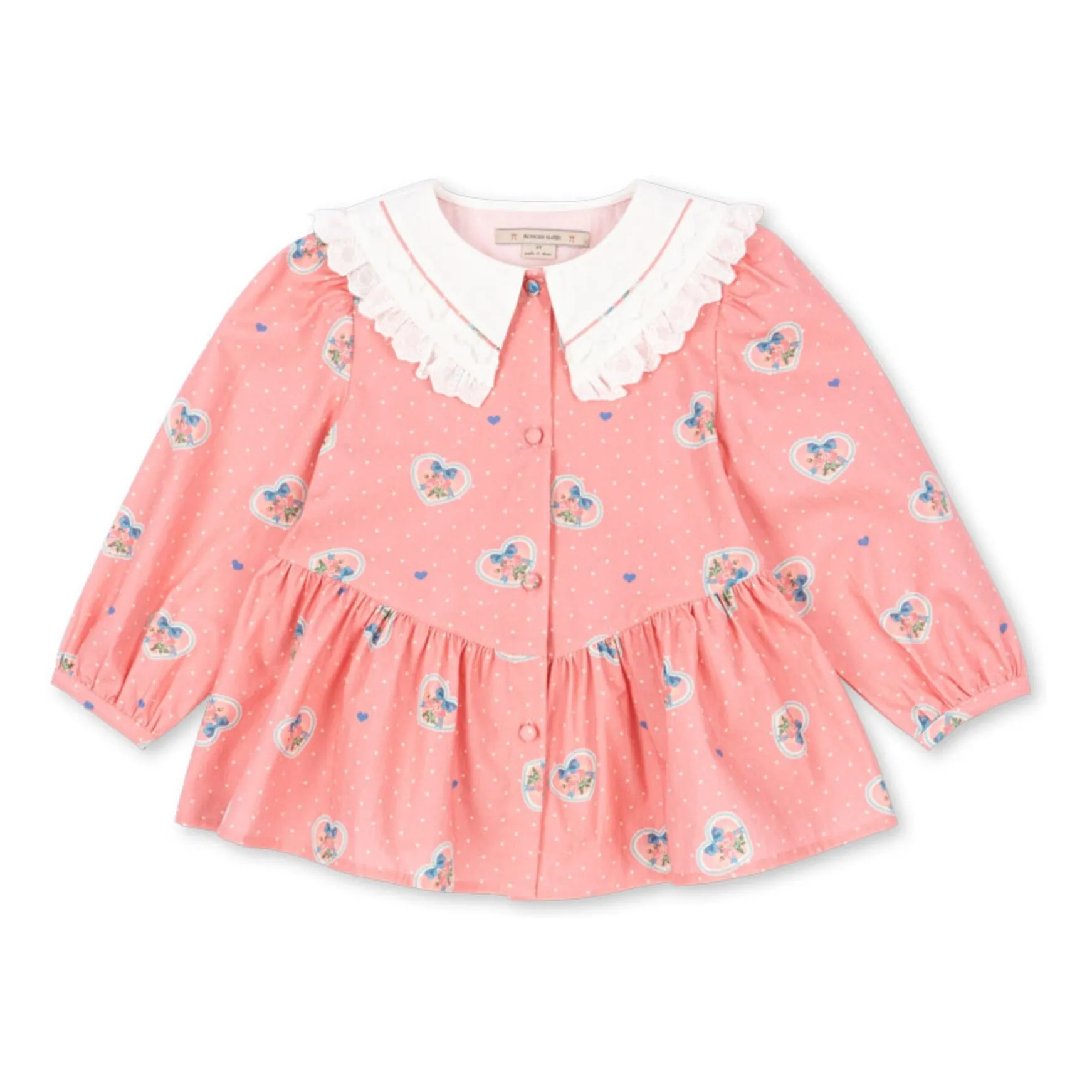 Konges Sløjd Pink Organic Cotton Blouse With Heart Collar