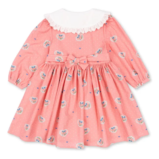Robe Col Cœurs Coton Bio | Rose