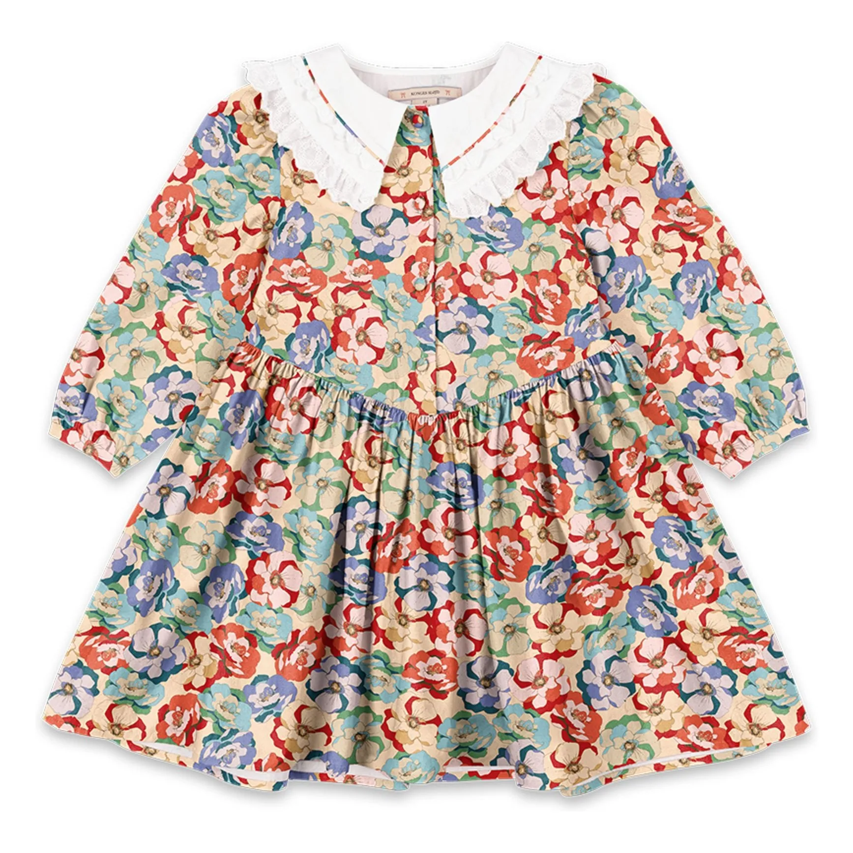 Konges Sløjd Beige Organic Cotton Floral Collar Dress