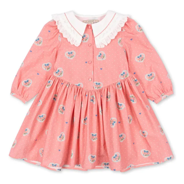 Robe Col Cœurs Coton Bio | Rose