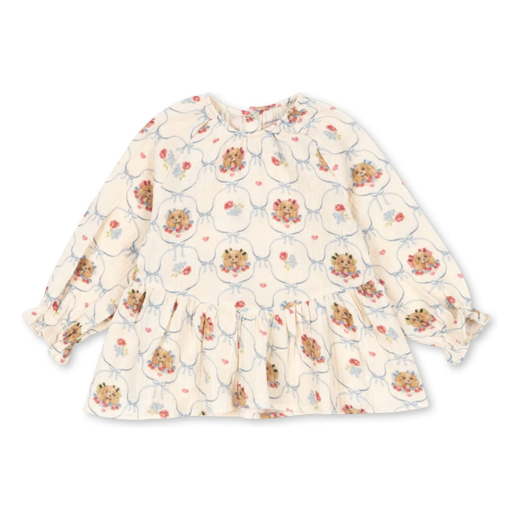 Konges Sløjd Ecru Coco Dogs Organic Cotton Blouse