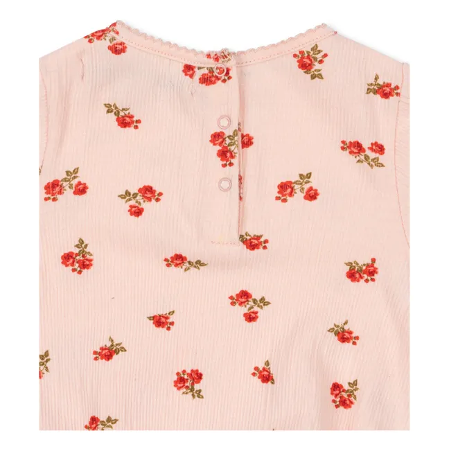 Barboteuse Chleo Fleurie Coton Bio | Rose pâle
