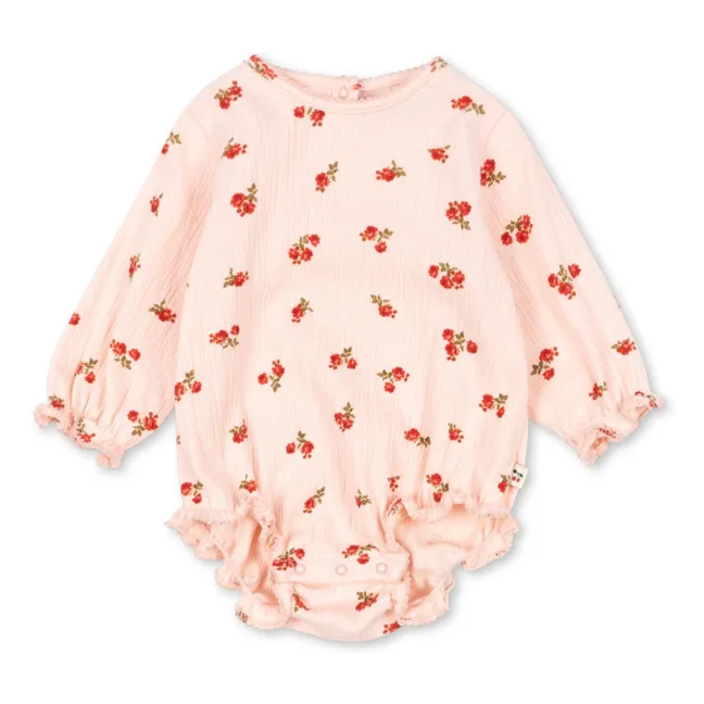Barboteuse Chleo Fleurie Coton Bio | Rose pâle