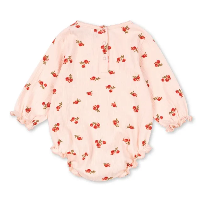 Barboteuse Chleo Fleurie Coton Bio | Rose pâle