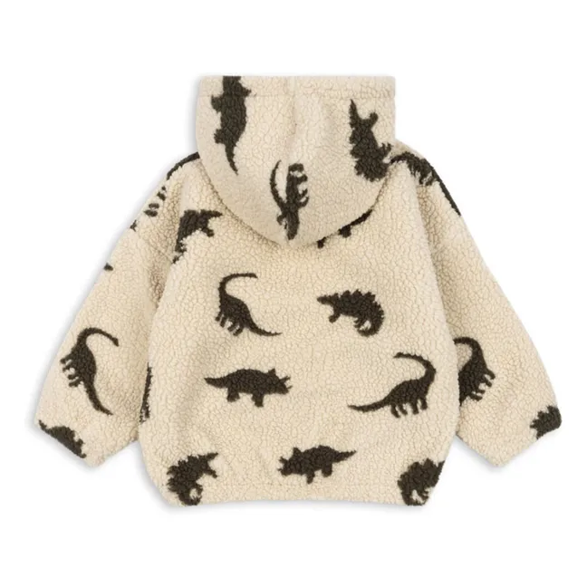 Veste Façon Sherpa Jody Dinosaures Fibres Recyclées | Vert kaki