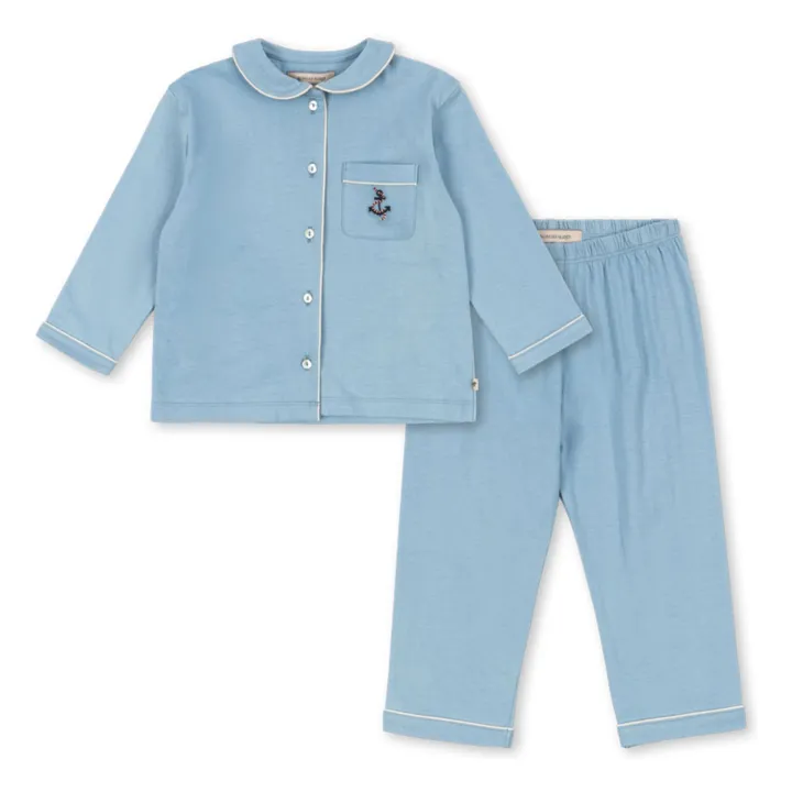 Pyjama Pio Coton Bio | Bleu ciel- Image produit n°0