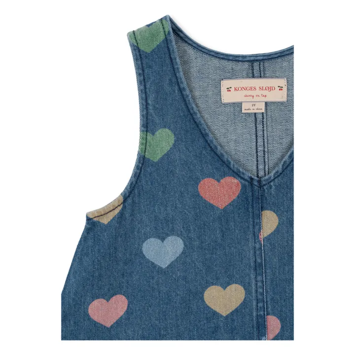 Robe en Jean Magot Cœurs Coton Bio | Bleu- Image produit n°2