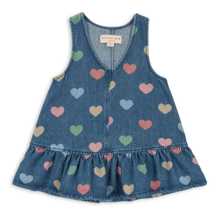 Robe en Jean Magot Cœurs Coton Bio | Bleu- Image produit n°0