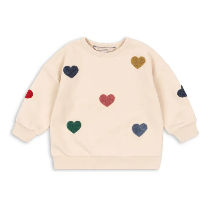 Sweat Lou Cœurs Coton Bio | Rose pêche- Image produit n°0