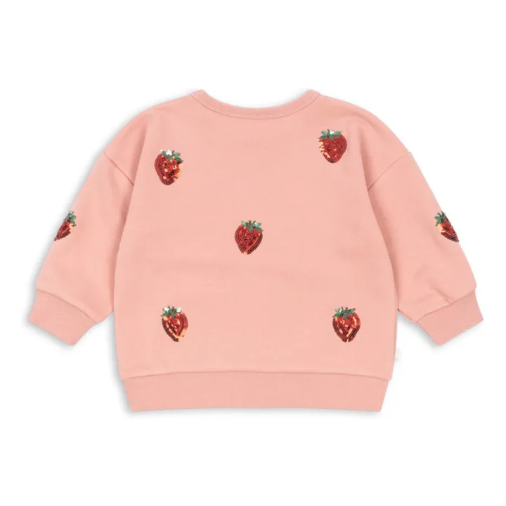 Sweat Lou Fraises Sequins Coton Bio | Rose- Image produit n°1