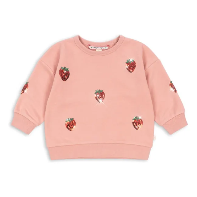 Sweat Lou Fraises Sequins Coton Bio | Rose