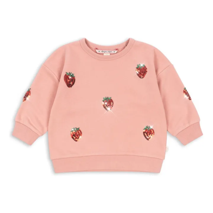 Sweat Lou Fraises Sequins Coton Bio | Rose- Image produit n°0