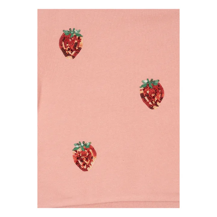 Sweat Lou Fraises Sequins Coton Bio | Rose- Image produit n°2