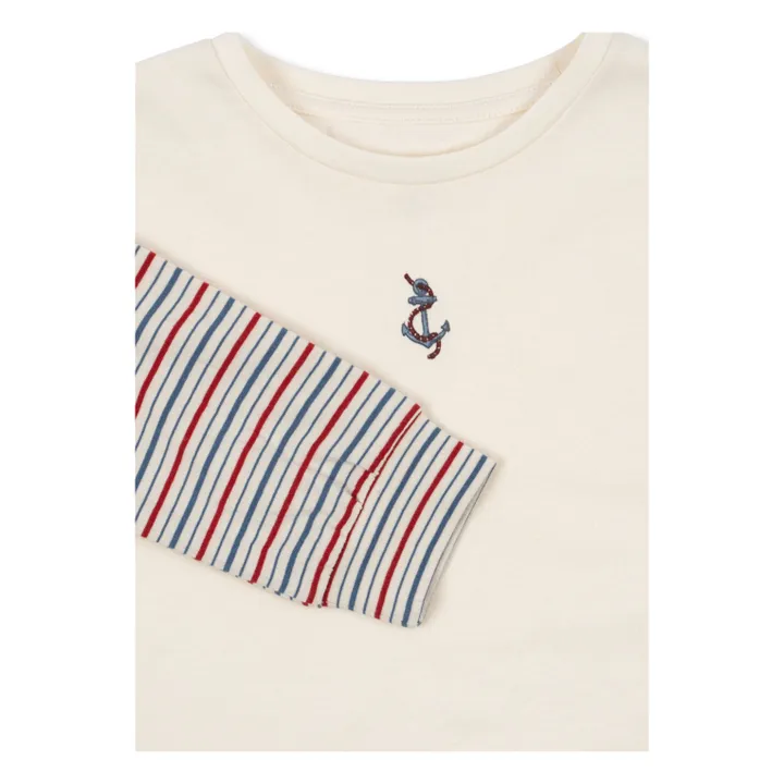 Ensemble T-shirt et Pantalon Gio Rayé Coton Bio | Ecru- Image produit n°2