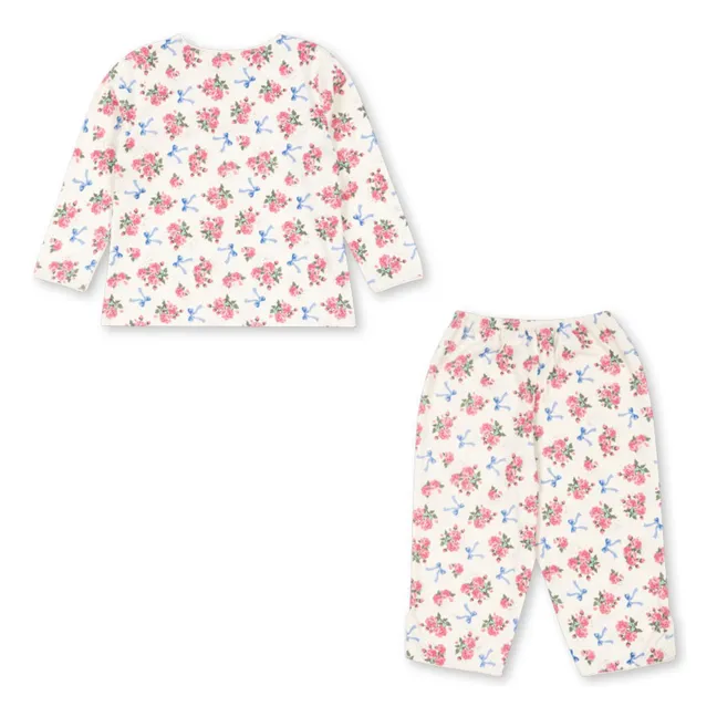 Gio Fleuri organic cotton T-shirt and pants set | Ecru