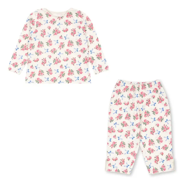 Ensemble T-shirt et Pantalon Gio Fleuri Coton Bio | Ecru