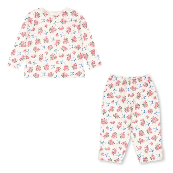 Ensemble T-shirt et Pantalon Gio Fleuri Coton Bio | Ecru- Image produit n°0