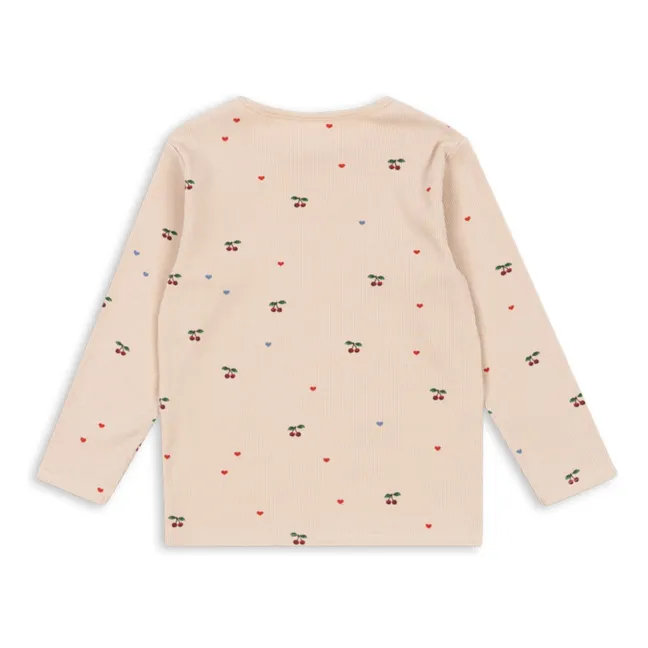 T-shirt Côtelé Ella Cerises Coton Bio | Vieux Rose